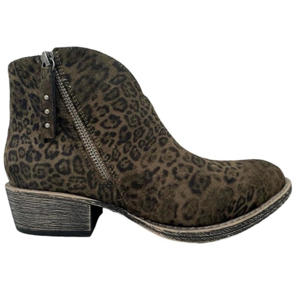Brown leopard suede booties